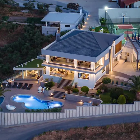 Vila Luxury Private Villa For 12 Guests- Heated Pool, Hot Tube, Sunset View Rethymno