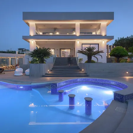 Vila Luxury Private Villa For 12 Guests- Heated Pool, Hot Tube, Sunset View Rethymno